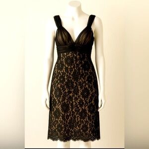 Fairy Grunge / Whimsygoth Black Lace Sheer Mesh Midi Dress / Size 8